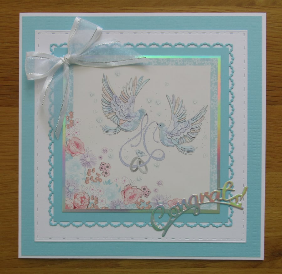 Two Doves - Large Wedding Card (19x19cm)