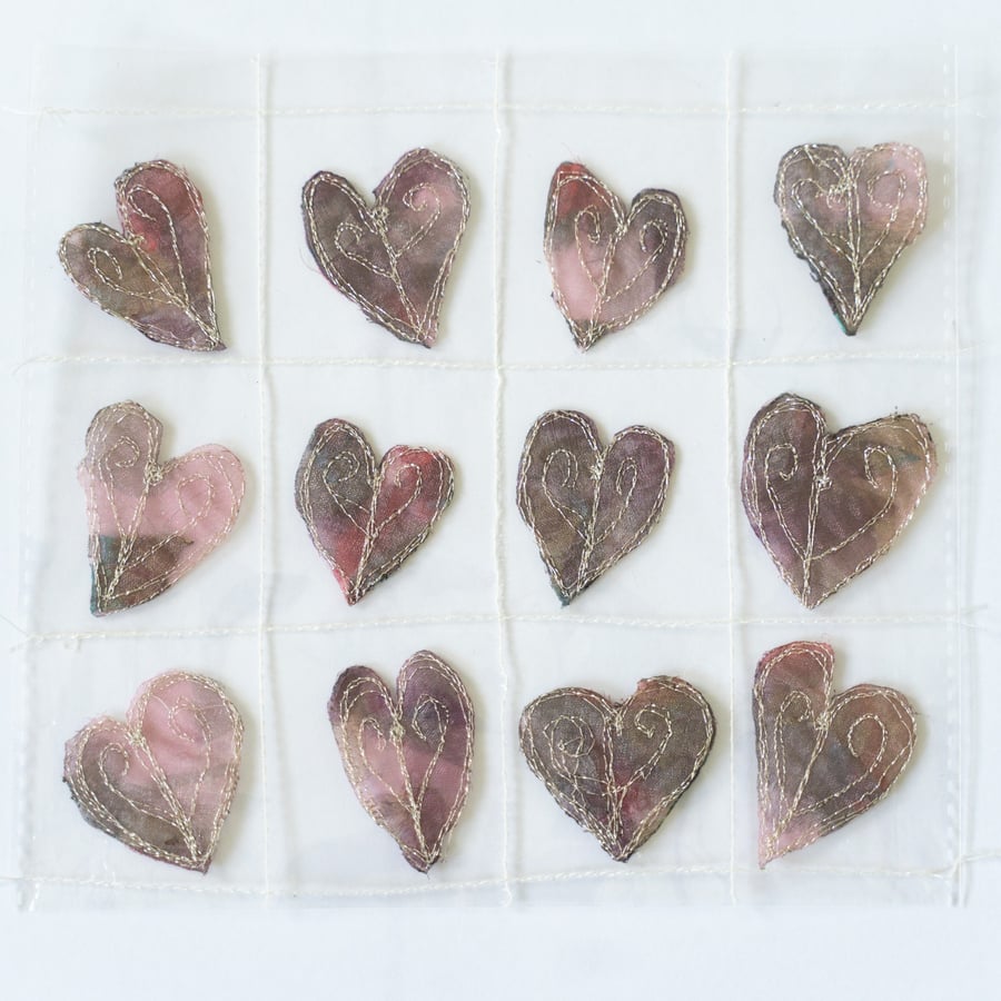 12 Free Motion Embroidery Heart Embellishments  Card Making 