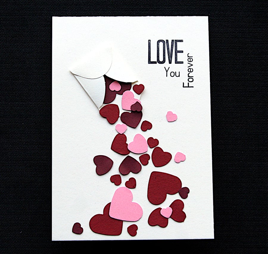 Red Love Letter - Handcrafted Valentine or Anniversary Card - dr21-0008