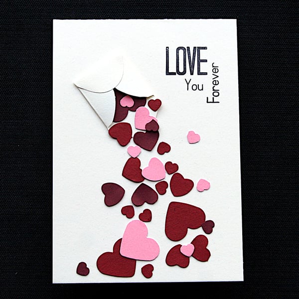 Red Love Letter - Handcrafted Valentine or Anniversary Card - dr21-0008