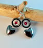 Hematite Heart Earrings With Red Crystal, Birthday, Mother's Day, Valentine Gift - Image 5