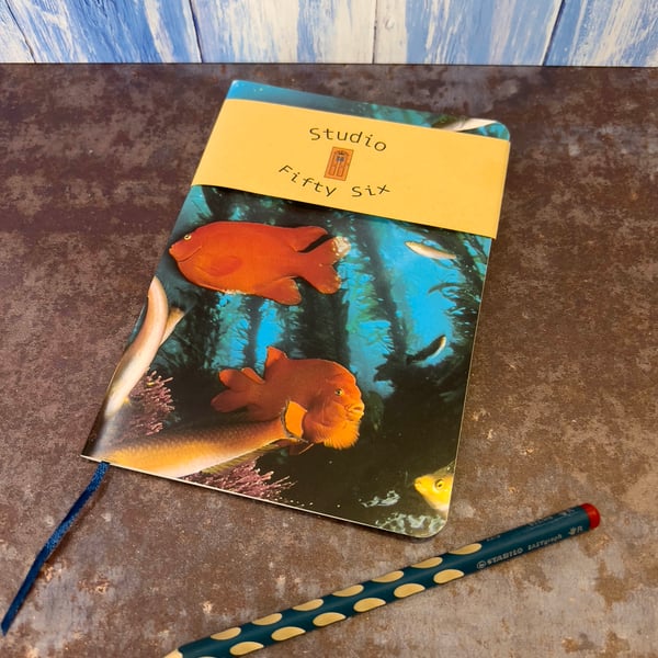 Notebook, Marine themed, A5 (ish), made from up-cycled and recycled materials.