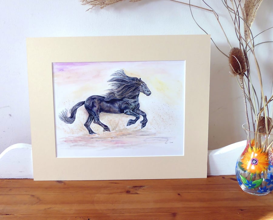  Black Horse  Original Watercolour Painting