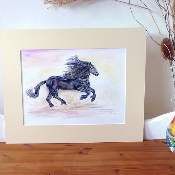  Black Horse  Original Watercolour Painting