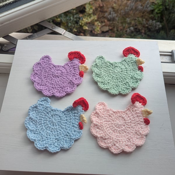 Crochet Chicken Coasters - Perfect Pastels 
