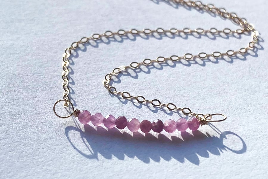 Pink Sapphire 9ct Gold  Necklace
