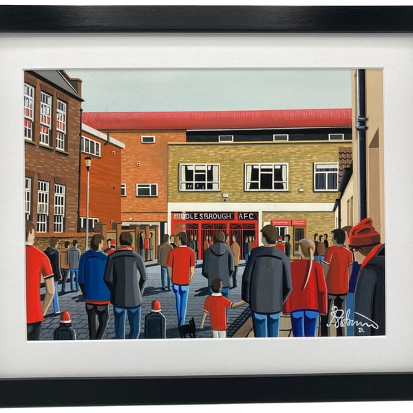 Middlesbrough, Ayresome Park. Framed, Football Art Print. 14" x 11" Frame Size