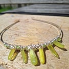 Serpentine gemstone crystal crown, green goddess headwear