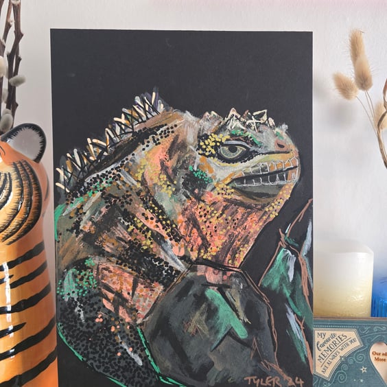 Iggy the marine Iguana on A4 paper 