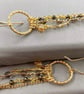 Dainty Hoop Dangle Earrings With Pyrite & Smokey Quartz  - Image 5
