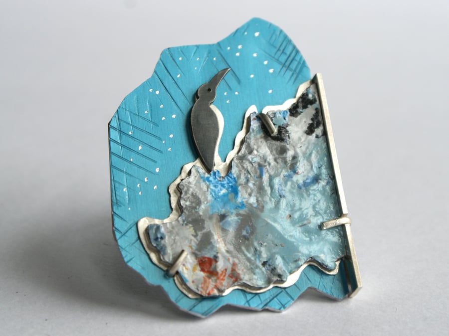 Abstract art brooch - penguin