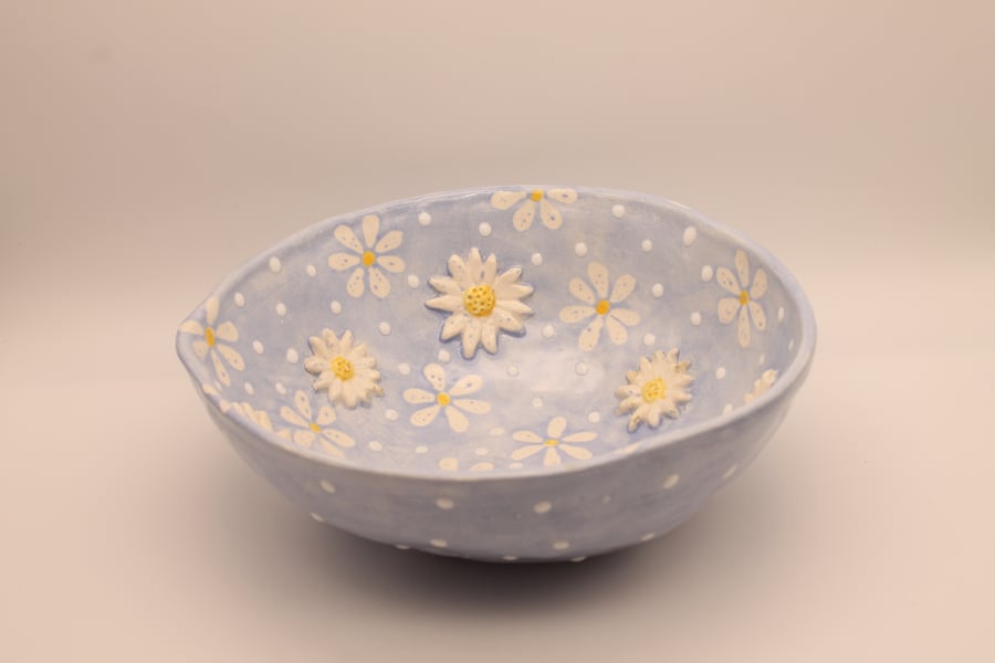 Blue and White Daisy Bowl