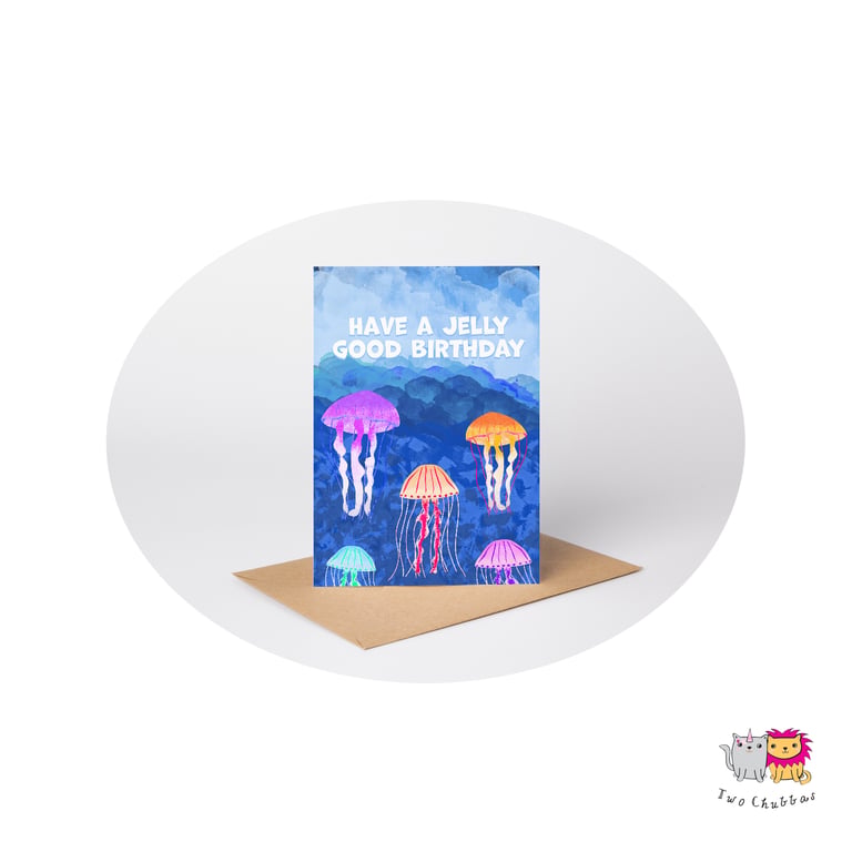 Jellyfish Birthday Card, A6 Birthday Card, Cute Animal Birthday Card