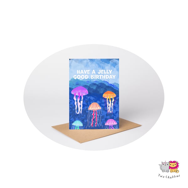 Jellyfish Birthday Card, A6 Birthday Card, Cute Animal Birthday Card