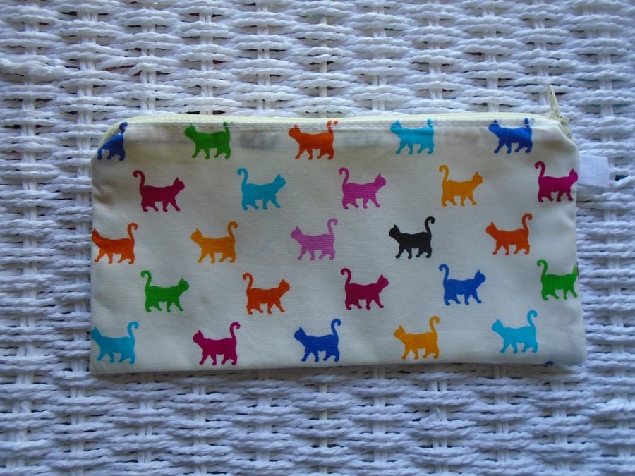 Cat Cats Themed Pencil Case or Small Make Up Bag.