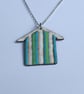 Hand Enamelled Broad Stripe Beach Hut Pendant  - Image 3