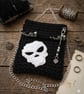 Rebel Reaper Crochet Crossbody Bag Goth Skull Purse with Silver Chain, Skeleton