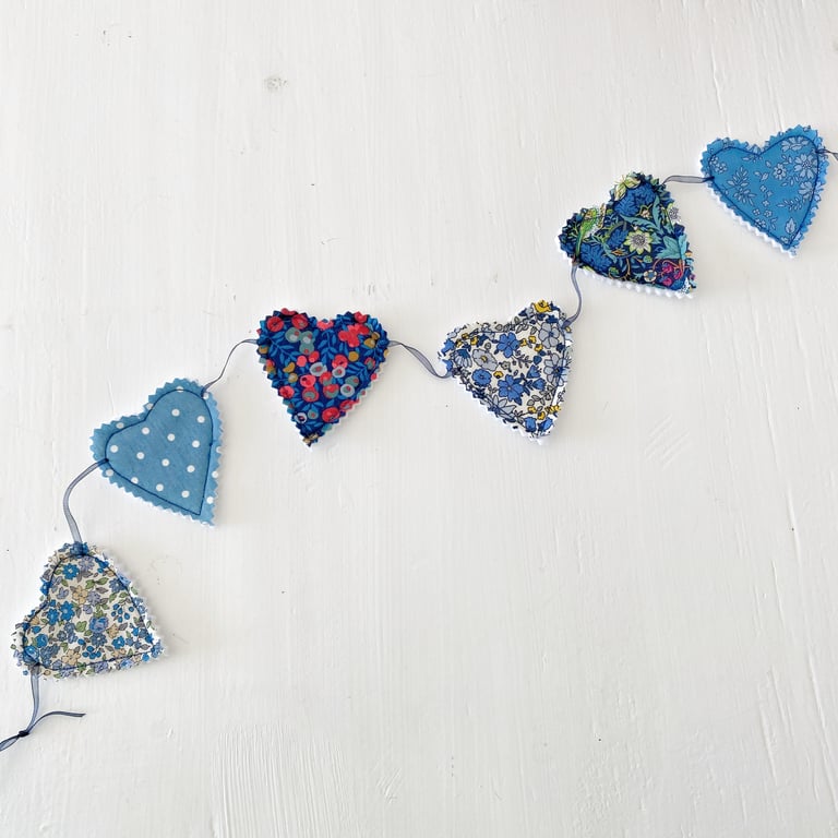 Heart Garland in Shades of Blue