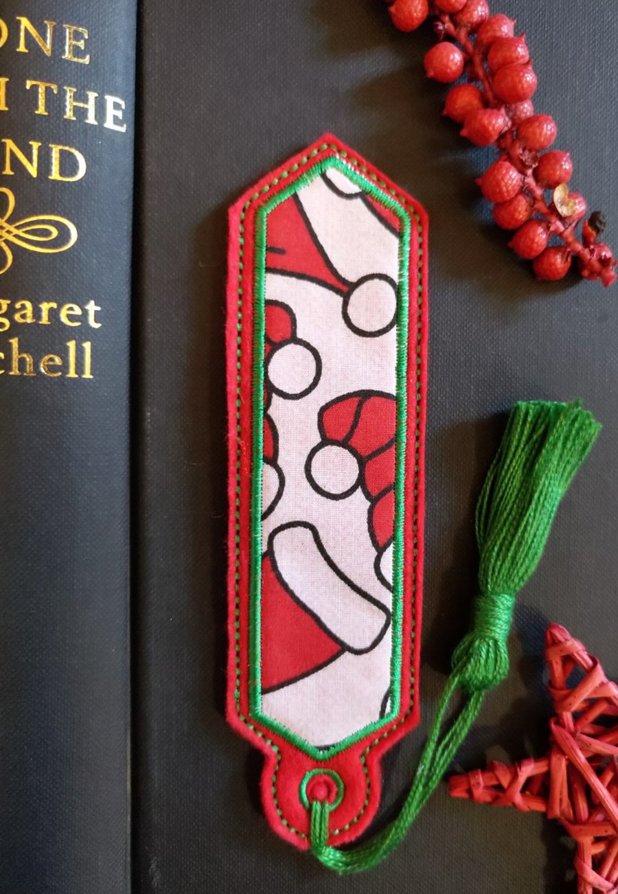 Christmas Santa Hat Bookmark embroidered hand crafted design matching tassel