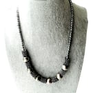 Summer Seconds   Gunmetal necklace in silvery grey with a toggle clasp