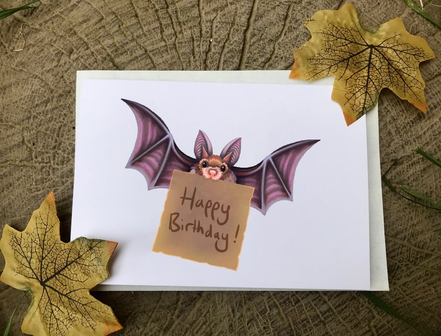 Happy Birthday Bat Greeting Card