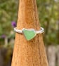 RARE UV Sea Glass and Hammered Sterling Silver Ring - Size M - 1356 - Image 2
