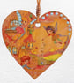 Decoupaged Wooden Hanging Heart 15cm (6") Fairies design