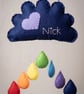 Hand stitched cloud keepsake with name and date - Image 2