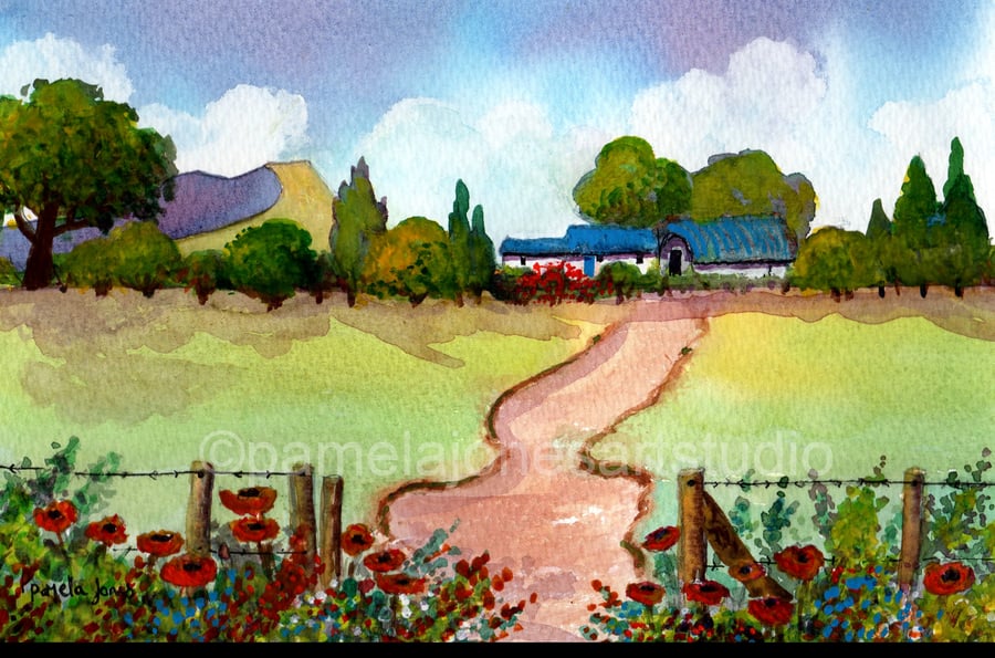 Cottage In The Brecon Beacons, S Wales, Original Watercolour in 14 x 11 '' Mount