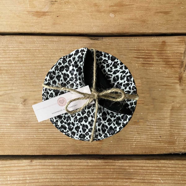 Fabric Coasters, 4 Set, Handmade Coasters, Cotton Coasters. Leopard-COAST-18