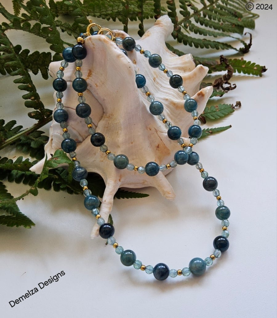 Rare Natural Untreated Apatite Gold Vermeil Necklace