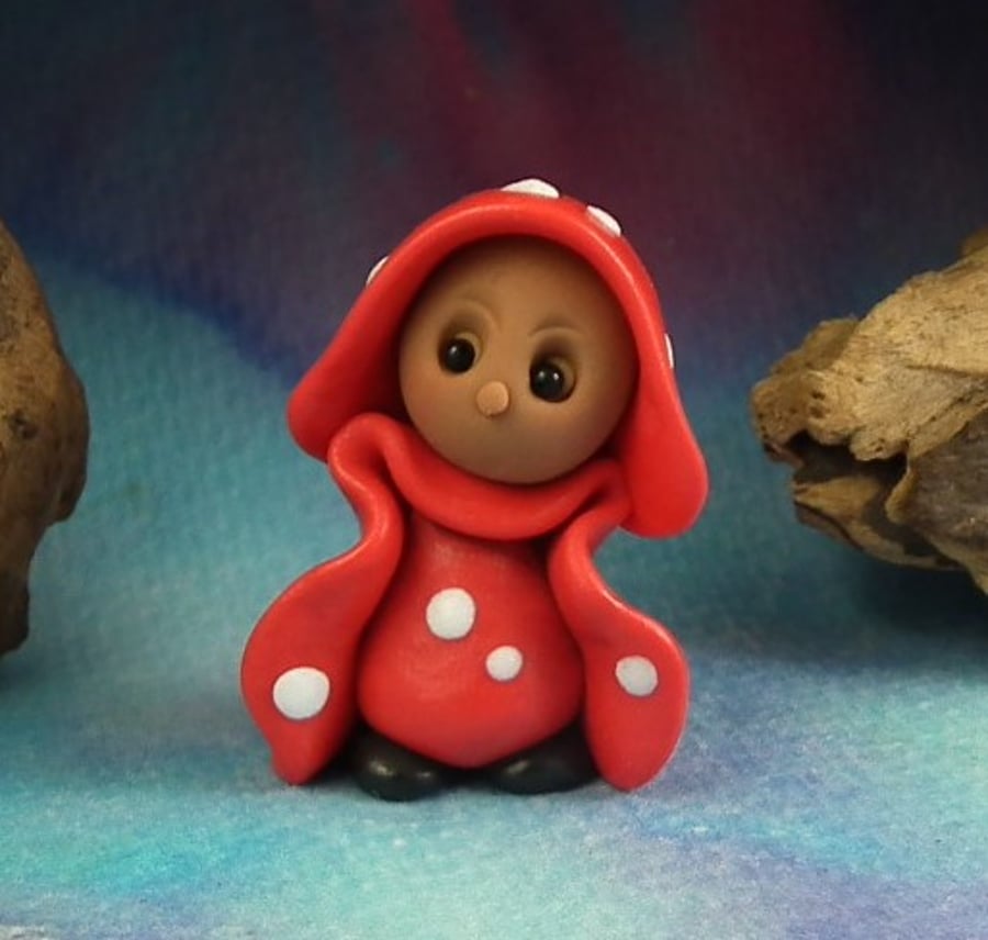 Spring Sale ... Tiny Toadstool Gnome 'Ghill' 1.5" OOAK Sculpt by Ann Galvin