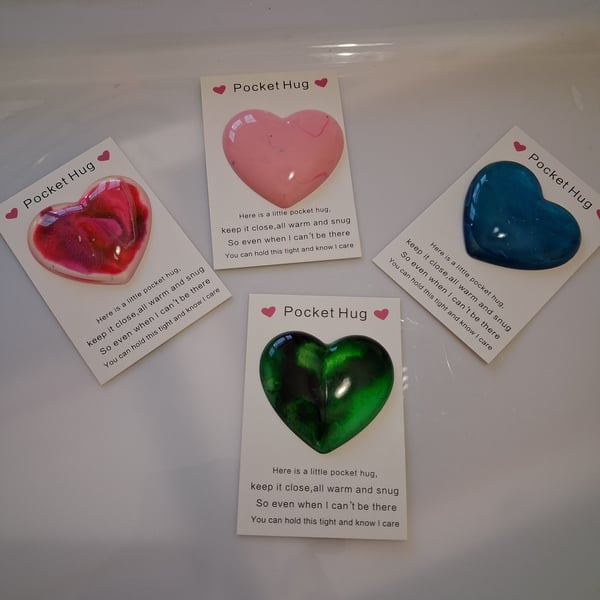 Pocket hugs. Handmade epoxy resin heart.