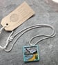 Handmade Ceramic Coastal scene pendant in turquoise - Image 2