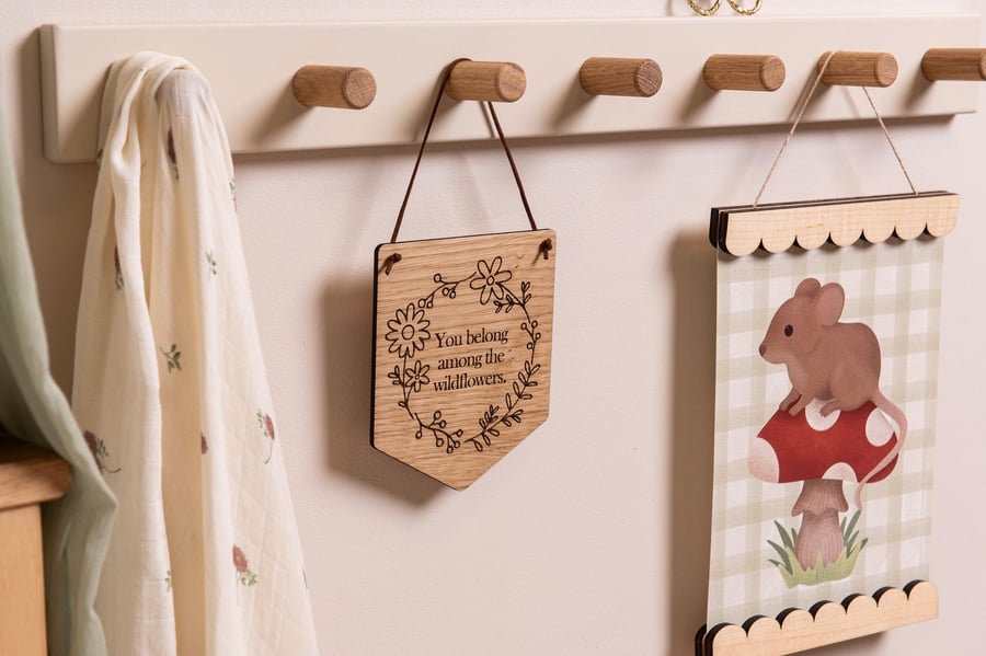 Kids Bedroom Hanging Pennant Flag, "You Belong..." Quote. Wall Hanging Flag