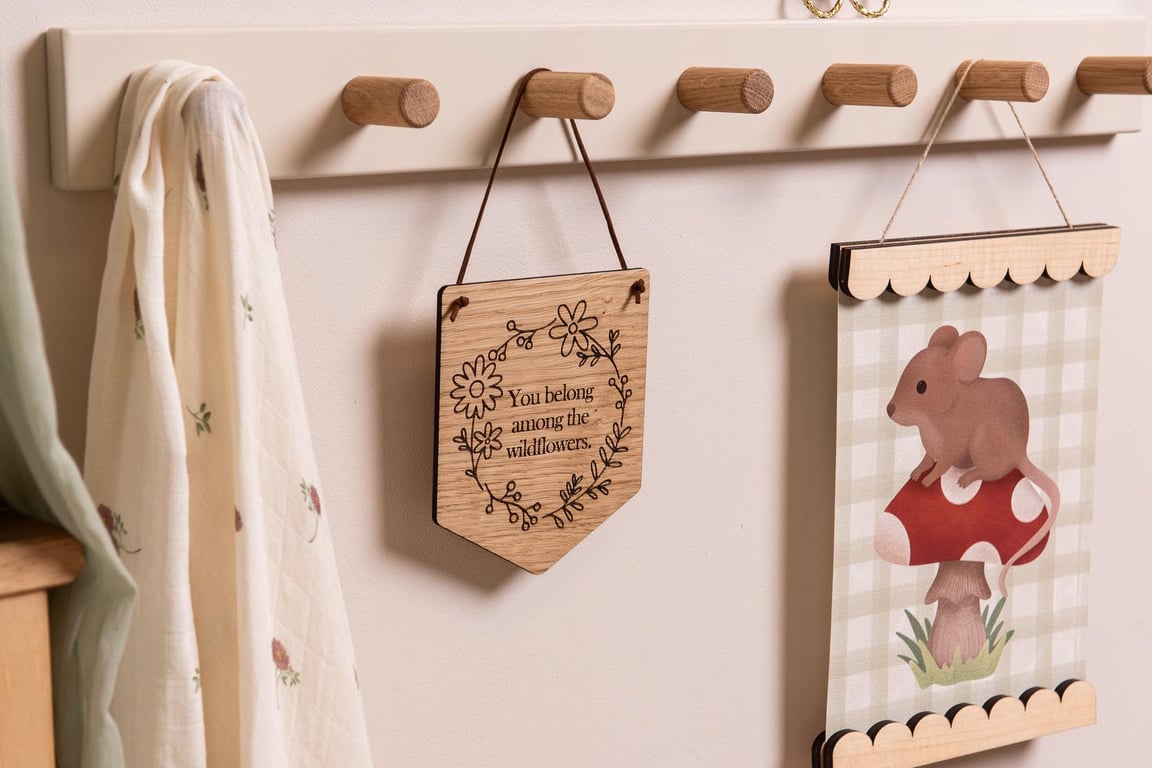 Kids Bedroom Hanging Pennant Flag, "You Belong..." Quote. Wall Hanging Flag