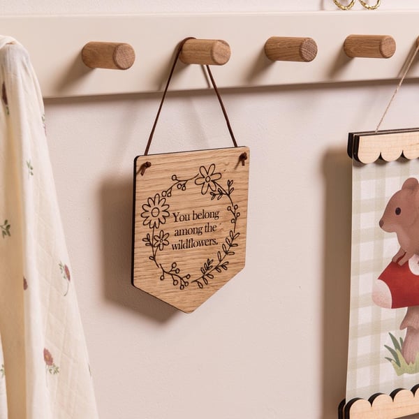 Kids Bedroom Hanging Pennant Flag, "You Belong..." Quote. Wall Hanging Flag