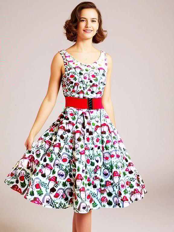 1950s Vintage Retro Rockabilly Hedgehog print Circle dress women's sizes 14-26