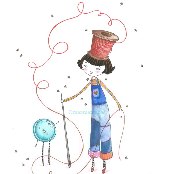 A Stitch And A Wish - A4 Giclee Print 