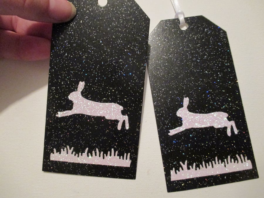 2x Bunny Rabbit Gift Tags ideal for Christmas or birthday presents