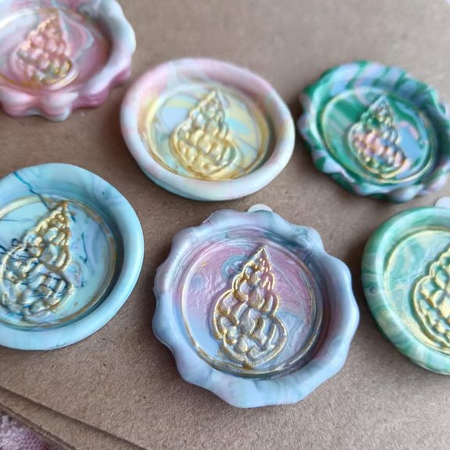 Pastel Seashell Wax Seals - Hand-Poured Self-Adhesive Vegan Sealing Wax