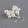 White Pearl Dangle Earrings - Cluster Drop Earrings - Stardust Bridal Jewellery