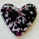 Fused glass love heart pink and purple mix
