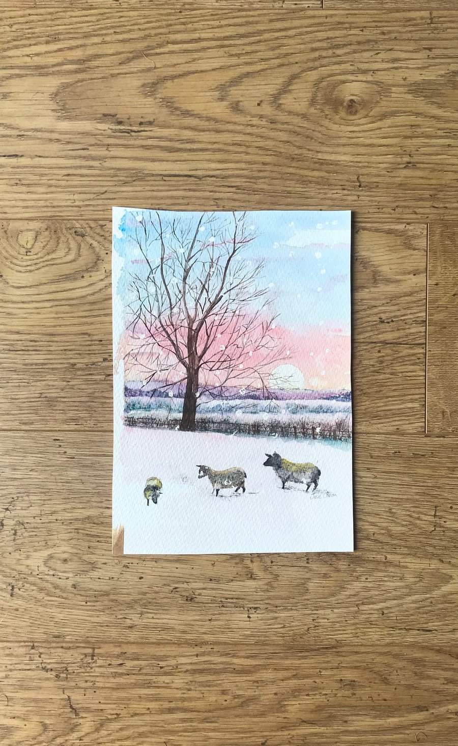 Original Watercolour Winter Countryside Scene