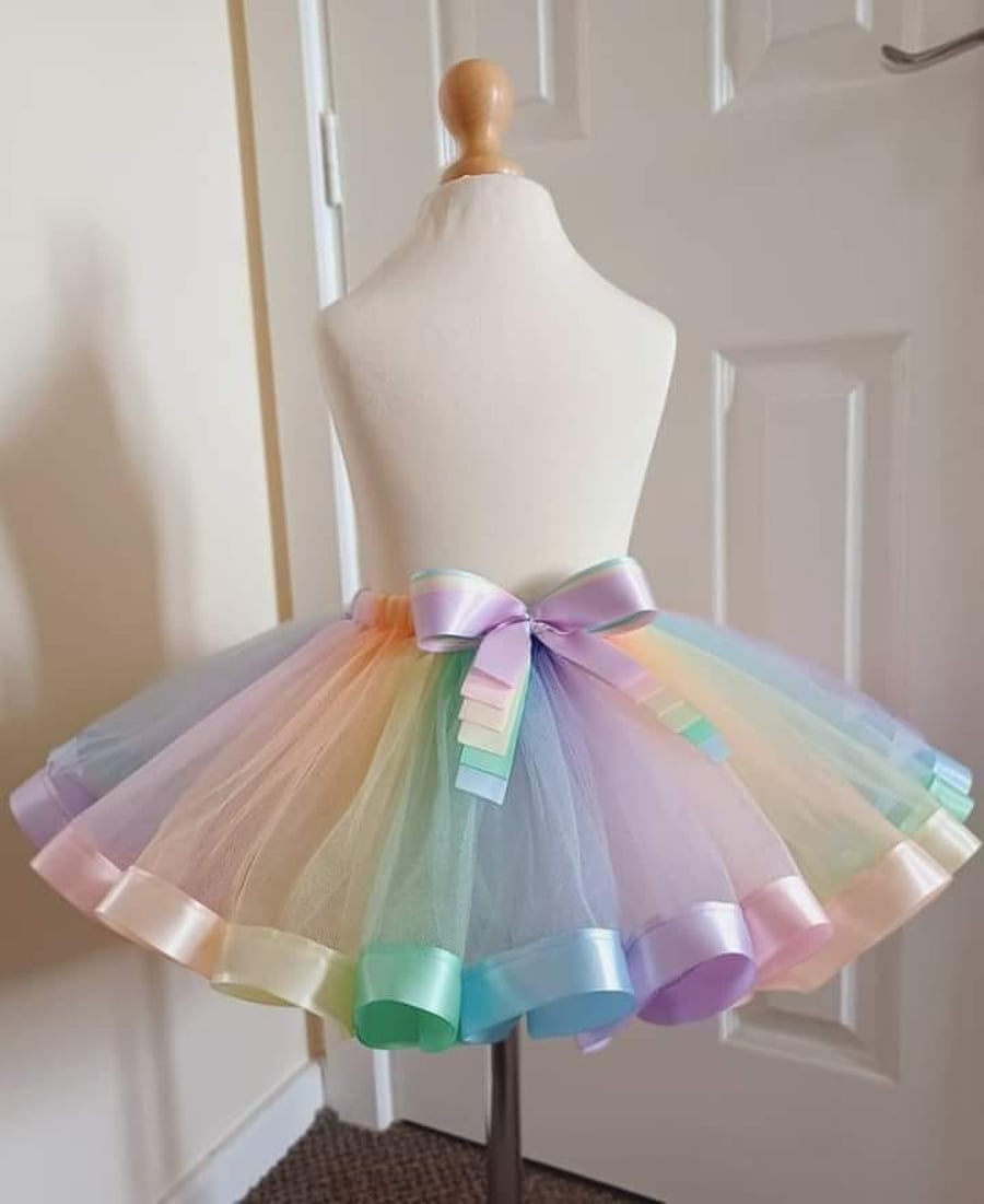 Pastel Rainbow Style Tutu Skirt - Ages From 0-6 Months to 6-7 Years UK