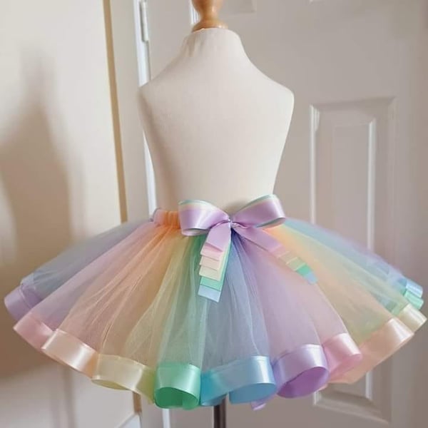 Pastel Rainbow Style Tutu Skirt - Ages From 0-6 Months to 6-7 Years UK