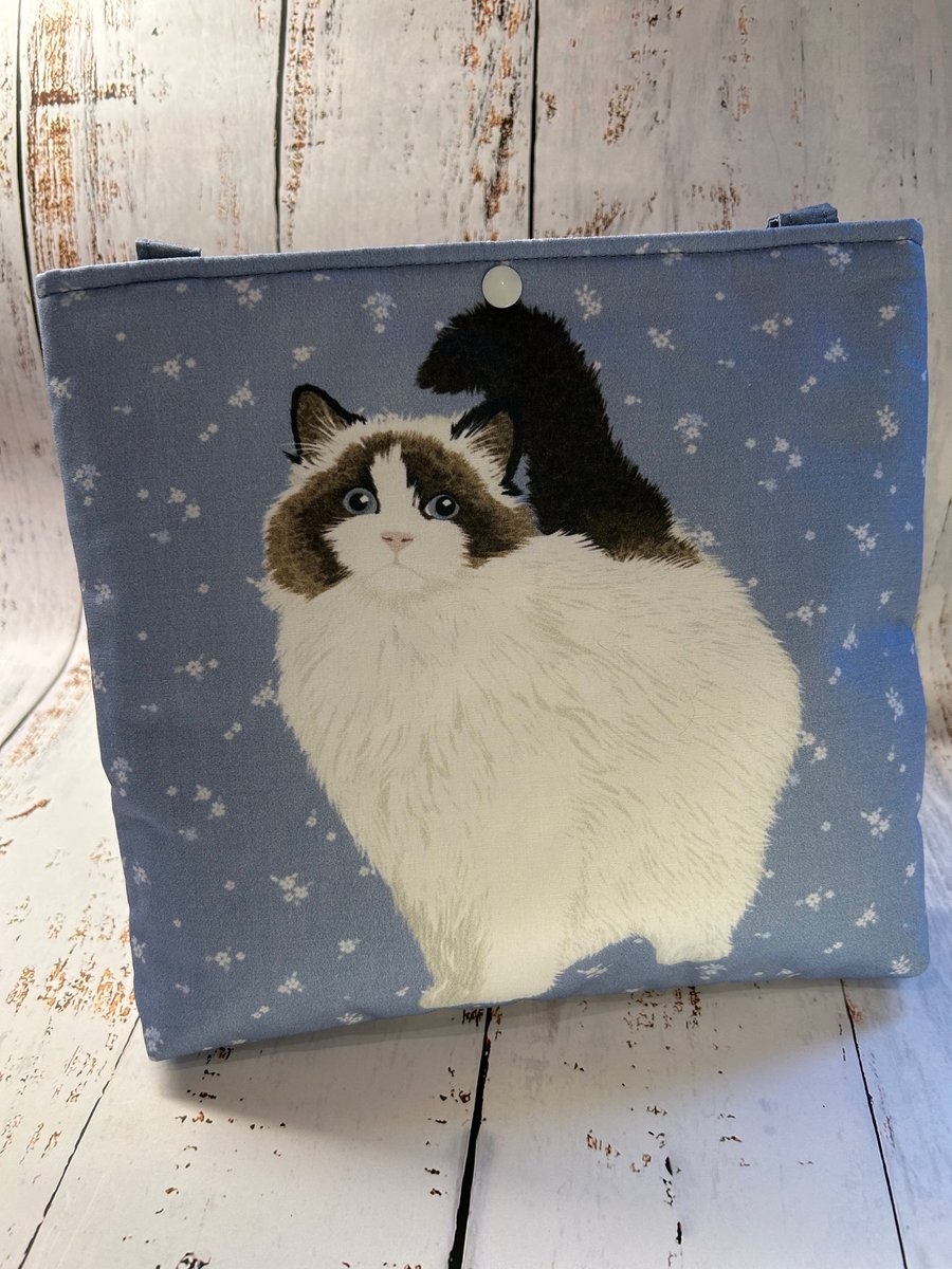 White Cat Small Tote Bag