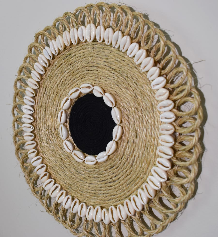 Black & Sisal Curly Edged Hanging (small)