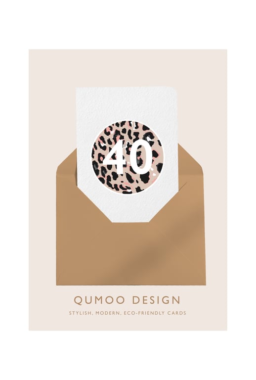 40th birthday wedding friend Leopard Print Circle Trendy funky card (QM322)