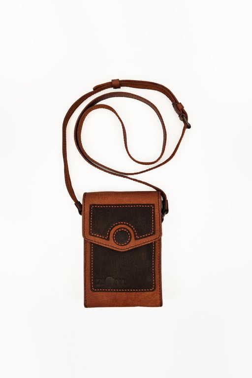 Leather Phone Bag, Shoulder Mobile Case, Small Brown Crossbody iPhone Purse